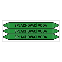 Značení potrubí, splachovací voda,3 ks, 355 × 37 mm